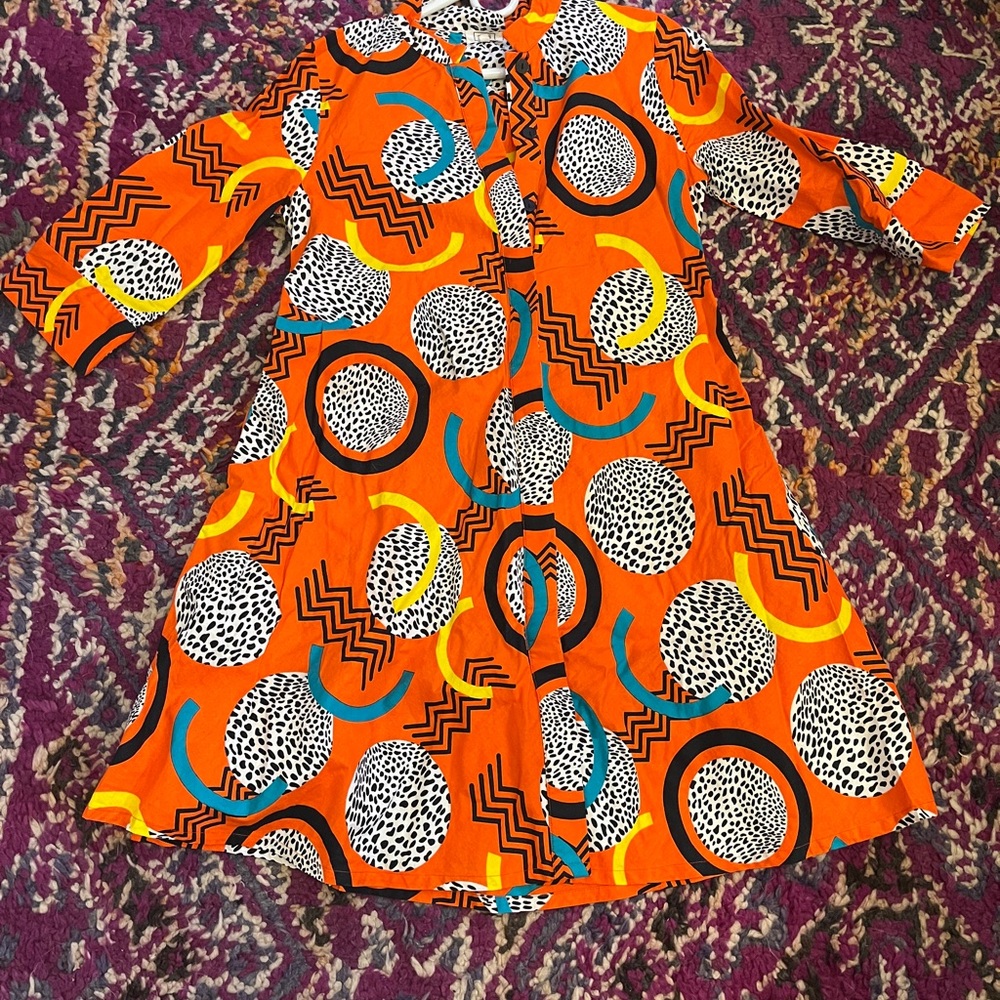 Zuri Orange Patterned Dress , S